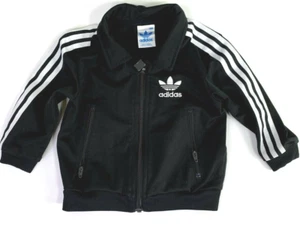 Adidas Kids Boys Girls Black White Stripes Track Jacket Coat Size 18M EUC A0520 - Picture 1 of 5