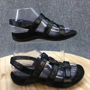 Vionic Sandals Womens 6 Croc Print Strappy Slingback Black Faux Leather Open Toe - Picture 1 of 16