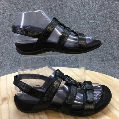 Vionic Sandals Womens 6 Croc Print Strappy Slingback Black Faux Leather Open Toe - Image 1 of 4