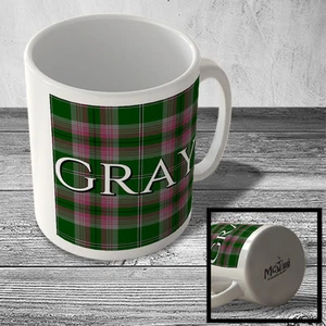 MUG_CLAN_584 GRAY (Gray surname Hunting Tartan) (full background) - Scottish Mug - Picture 1 of 1