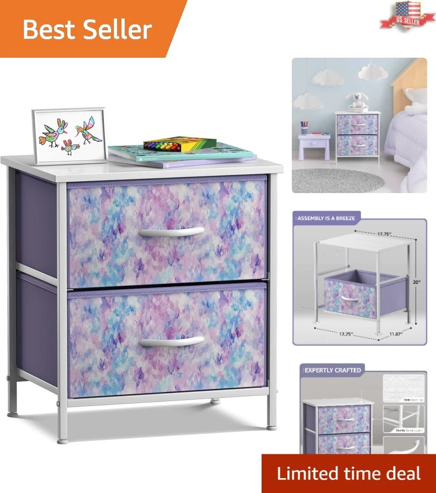 Sturdy Multipurpose Nightstand 2 Drawers - Wood Top - 11.87"d x 17.75"w x 20"h - Image 1 of 4