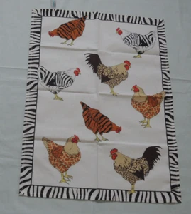 Hühner Geschirrtuch Halbleinen 50 x 70 cm Küche Geschirrhandtuch Tiere MUSTER - Bild 1 von 2