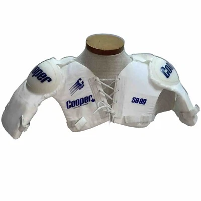 NEW COOPER SB 89 SR SM Ice Hockey Shoulder Pads Vintage White/Toronto Blue - Image 1 of 4