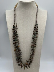 Vintage Santo Domingo Turquoise Nugget Heishi Triple Strand Necklace - Picture 1 of 20