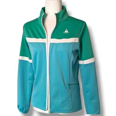 Le Coq Sportif Teal Green Full Zip Color Block Track Jacket: Women's Medium - Image 1 of 4
