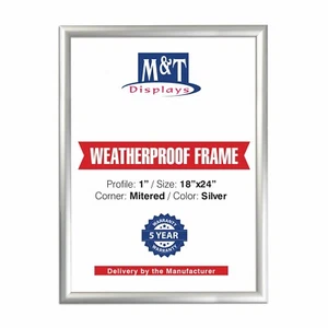 Wetterfester Snap Posterrahmen Aluminium Frontlader Wandmontage 18x24 Silber - Bild 1 von 7