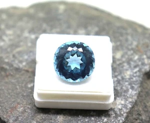 Natural Aquamarine Blue Stone Round Cut Aquamarine Stone 13ct Faceted Aquamarine - Imagen 1 de 8