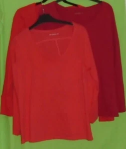 Next Job Lot 3 x pink & orange & red long sleeve top 100% cotton Size 16 vgc - Picture 1 of 6