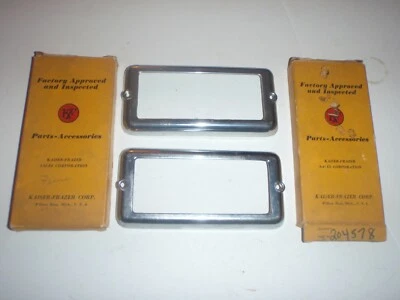 2 NOS CHROME Directional Parking Light Bezels 49 50 Kaiser 1949 1950 # 204578 - Image 1 of 4