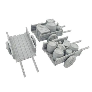 Set of 3 Merchant Carts wheel Fantasy Terrain Scenery 28-32mm Scale QP3D - Picture 1 of 9