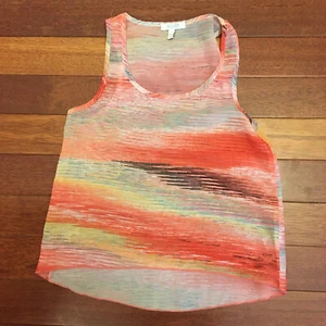 delia's XS Sheer Light Fabric Multi Color Sleeveless Hi Lo Flowy Tank Top - Picture 1 of 6