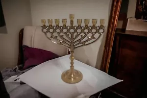 Candela Hanukkah Menorah Design Melograno 9 Rami Vintage Ottone Chanukkah - Foto 1 di 10