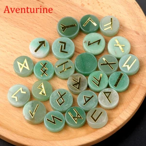 Juego de runas de piedra de cuarzo de cristal natural de 25 piezas piedras preciosas curativas de reiki futhark anciano - Imagen 1 de 20