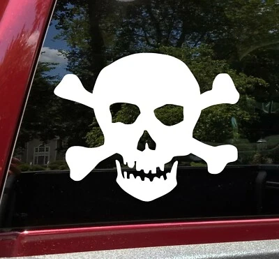 Calcomanía de vinilo Skull and Crossbones V2 | Cabeza de esqueleto Jolly Roger pegatina troquelada Foto 1 de 4