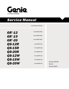 GENIE RUNABOUT GR12 GR15 GR20 QS12R QS15R QS20R QS12W QS15W QS20W Service Manual - Picture 1 of 1