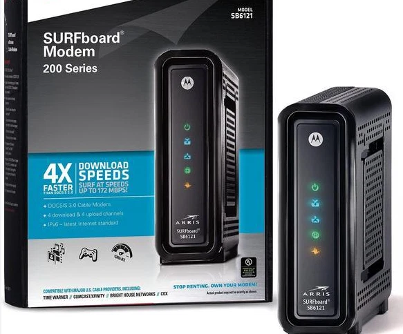 ARRIS Surfboard SB6121 DOCSIS 3.0 Cable Modem, Black - Image 1 of 1