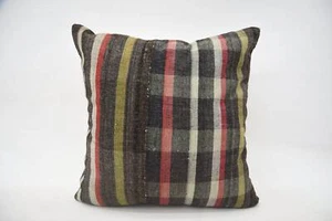 Kilim Pillow Covers, Kilim Pillows, 24"x24" Brown Kilim Pillow - Picture 1 of 6