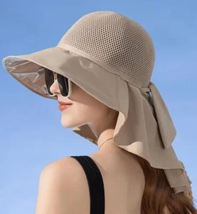Sombrero para el sol para mujer con solapa en el cuello UPF 50+ protección UV ala ancha empaquetable algodón... - Imagen 1 de 2