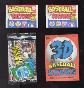 1980-90s Topps Upper Deck Unopened Wax Pack Collection (5) w/3D Stars Buttons