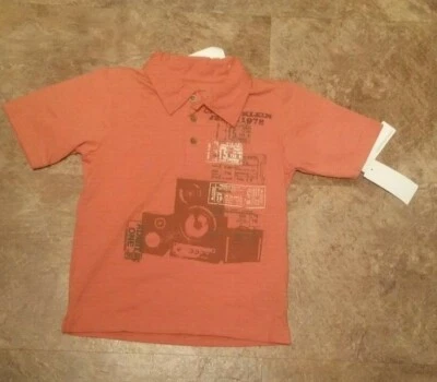 Polo para niño Calvin Klein naranja con gráfico negro talla 6 Foto 1 de 4