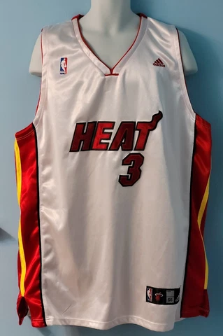 Miami Heat Adidas NBA Authentics Dwyane Wade #3 Men’s Size 56 White Jersey Cover