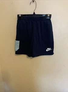 Nike Boy’s 6 - 7 Years French Terry Shorts Navy Color With Pockets & Logo - Picture 1 of 4
