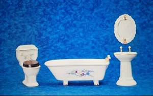 Town Square Miniatures Dollhouse 4 Piece Porcelain Bathroom Set 1:12 Scale NIP - Picture 1 of 1