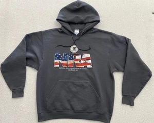 Felpa con cappuccio vintage NRA uomo grande grigio pullover jerzees - Foto 1 di 5