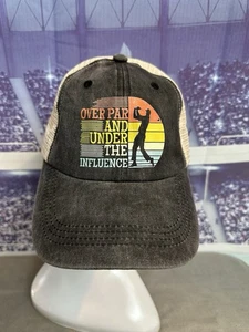 Over Par & Under The Influence Golf Rainbow Sunset Trucker Hat - Picture 1 of 8