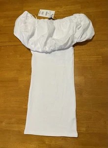Zara White Puff Sleeve Dress Women’s Size Small - Picture 1 of 5