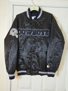 Vintage Starter Dallas Cowboys schwarz Satin Bomberjacke Herren Größe Small - Bild 1 von 3