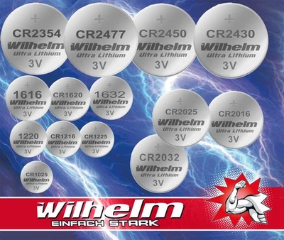 Wilhelm CR2032 CR2025 CR2016 CR2450 CR2430 CR2477 CR2354 CR1620 CR1220 CR1632 - Bild 1 von 4