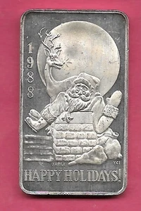 HAPPY HOLIDAYS 1988 (YCI 8)   .999 SILVER ART BAR - Picture 1 of 2