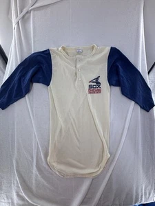 Camisa Manga Larga Champion Años 80 De Colección Logo EE. UU. Niños Pequeños Chicago Medias Blancas Henley - Imagen 1 de 7