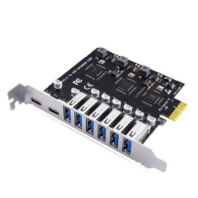 USB 3.2 and Type C PCI-E Expansion Card PCIE to USB Controller 6Port +6595 - Image 1 of 4