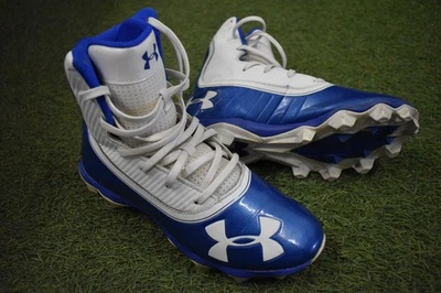 Under Armour UA HIGHLIGHT Football Cleats 3021201-401 USA Size 6Y Blue/White - Image 1 of 2