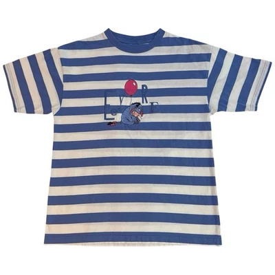 Camisa De Colección Disney Eeyore Rayas Azul Blanco Globo Bordado Talla L Rara Foto 1 de 4
