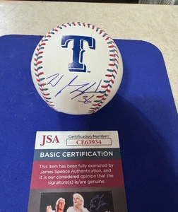 Texas Rangers  WYATT LANGFORD  Signed Rangers Logo OML Baseball Ball JSA - Picture 1 of 1