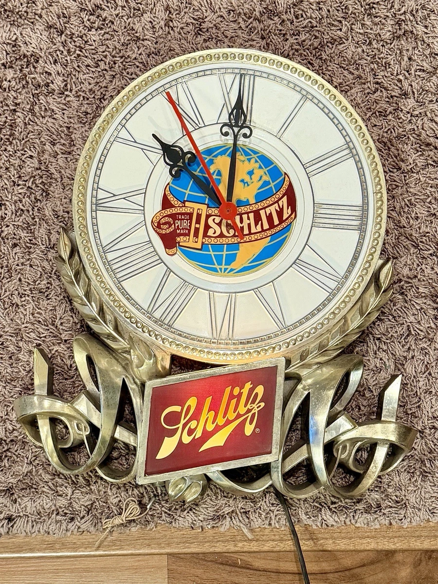 Vintage Beer Sign Clock In Collectible Schlitz Signs & Tins for