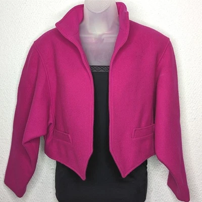 Blazer corto de colección años 90 rosa intenso talla 4 mezcla de lana Roth Le Cover chaqueta deportiva de diseñador Foto 1 de 4