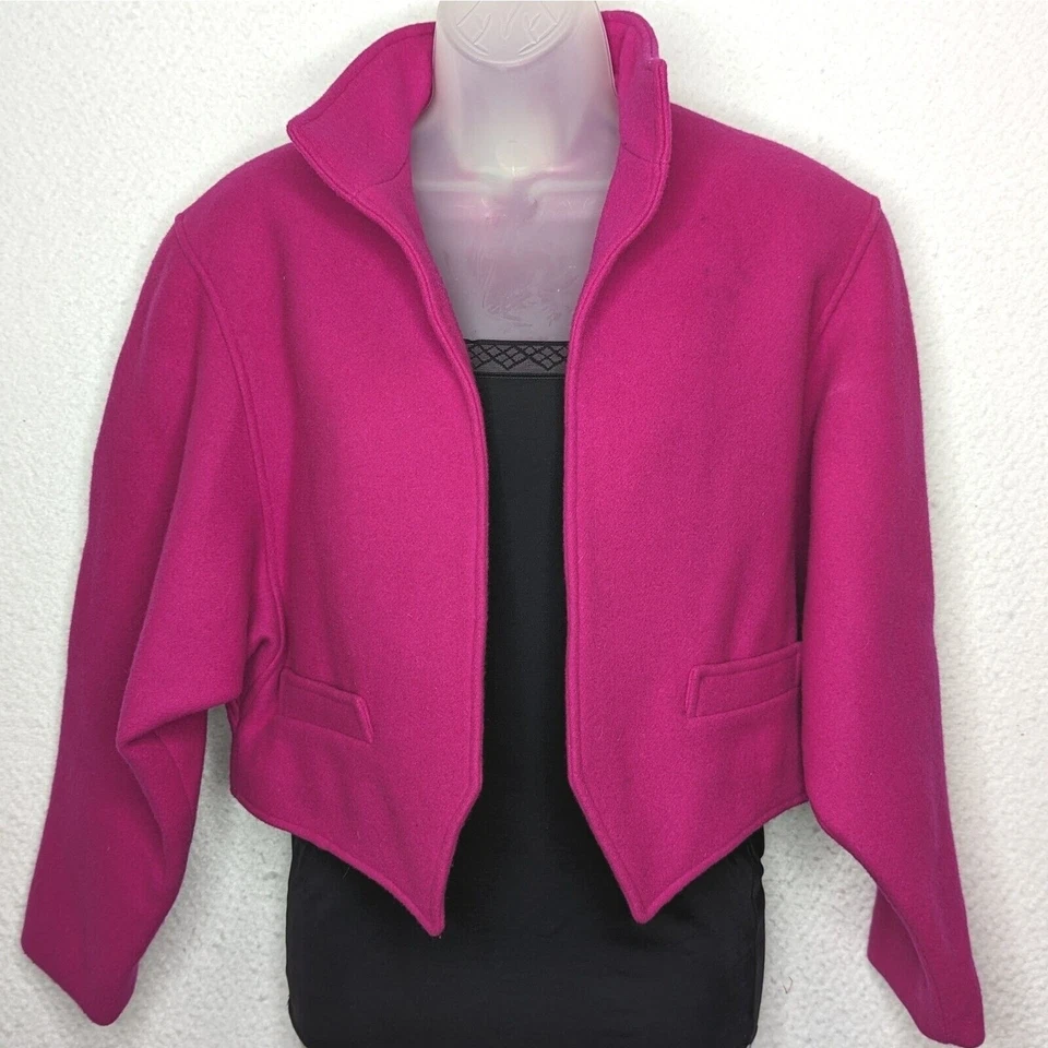 Blazer corto de colección años 90 rosa intenso talla 4 mezcla de lana Roth Le Cover chaqueta deportiva de diseñador Foto 1 de 4