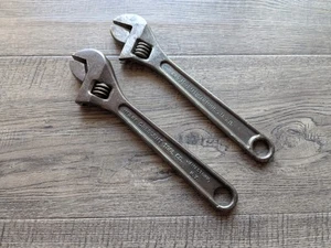 Lot of 2 Vintage USA 8" Adjustable Wrench Tools: UTICA 91-8 & CRESCENT TOOL CO.  - Picture 1 of 8