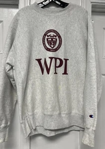 Champion Reverse Weave Worcester Polytechnic Institute WPI Gray Sweatshirt Large - Picture 1 of 6