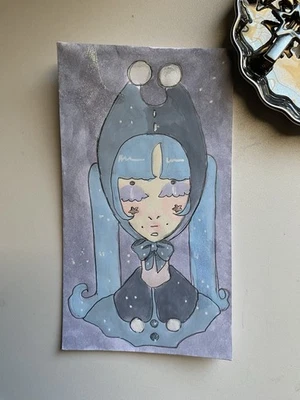 Pastel Goth Bunny Circus Clown Doodle On 3x6 Envelope - Image 1 of 4