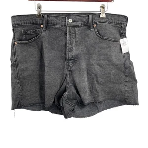 Old Navy Sky Hi A-Line Higher High-Rise Denim Jean Shorts Black Size 18 New - Picture 1 of 5