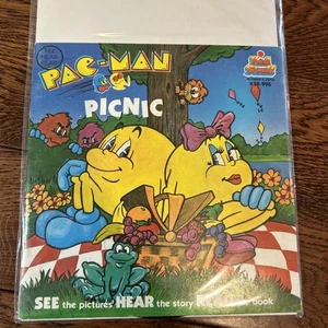 Pac-Man Goes to Picnic Paperback Book and Record See Hear Read Kid Stuff - Imagen 1 de 4