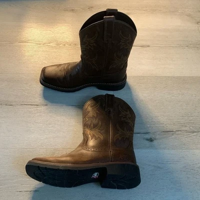 Botas vaqueras marrones Justin Cattleman para niños Foto 1 de 4