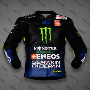 Valentino Rossi Monster Yamaha Leather Motorcycle Racing Jacket 2020 - All Sizes - Bild 1 von 6