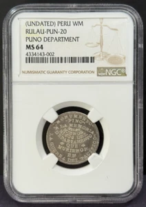 Peru - Medal - Puno Department War of the Pacific WM Rulau-PUN-20 NGC MS 64 - Picture 1 of 4