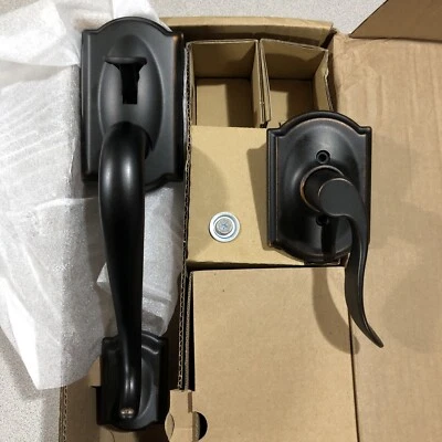 Набор ручек Schlage FE285 CAM ACC 716 CAM Camelot с внутренним рычагом состаренная бронза под правую руку - Изображение 1 из 3